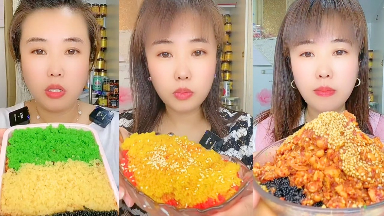 Colorful Crumb Layers and Spicy Garlic Crunch Mukbang Bowl