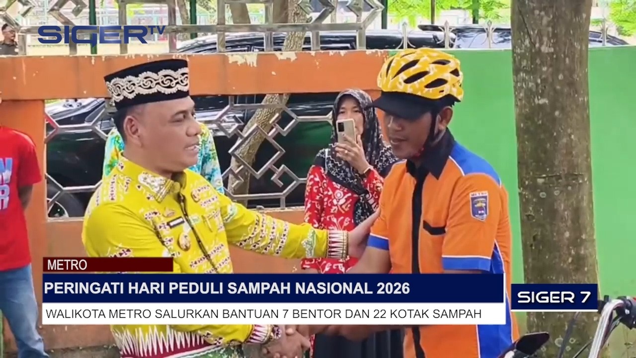 PERINGATI HARI PEDULI SAMPAH NASIONAL 2026 WALIKOTA METRO SALURKAN BANTUAN 7 BENTOR DAN 22 KOTAK SAM