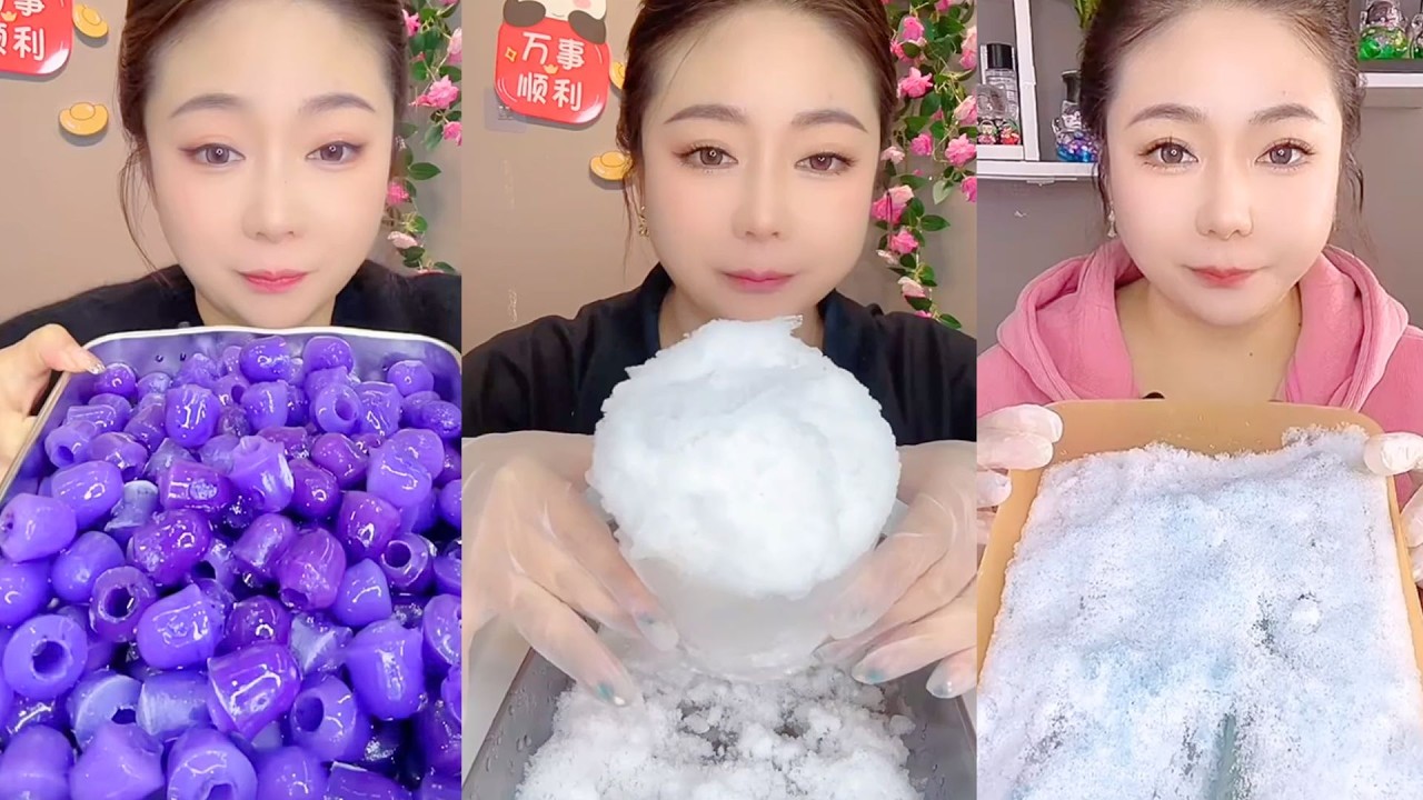 Purple Jelly Rings, Giant Shaved Ice Ball & Blue Ice ASMR Mukbang