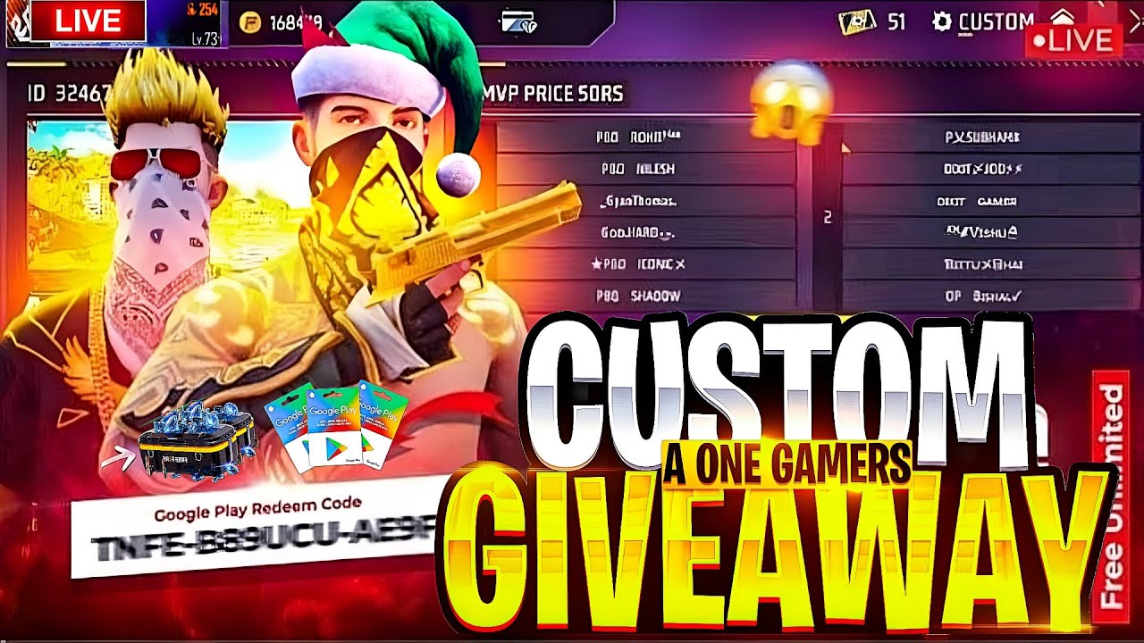 FREE FIRE LIVE CUSTOM ROOM GIVEAWAY | FF LIVE TEAM CODE GIVEAWAY | FF LIVE GIVEAWAY DJ ALOK |FF LIVE