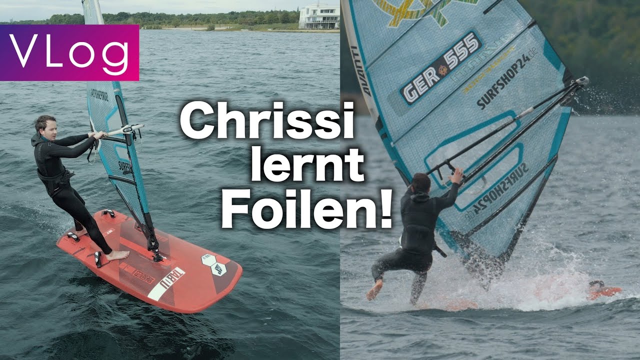 Chris lernt WINDFOILEN! ✅| Die ersten Schritte & Crashs