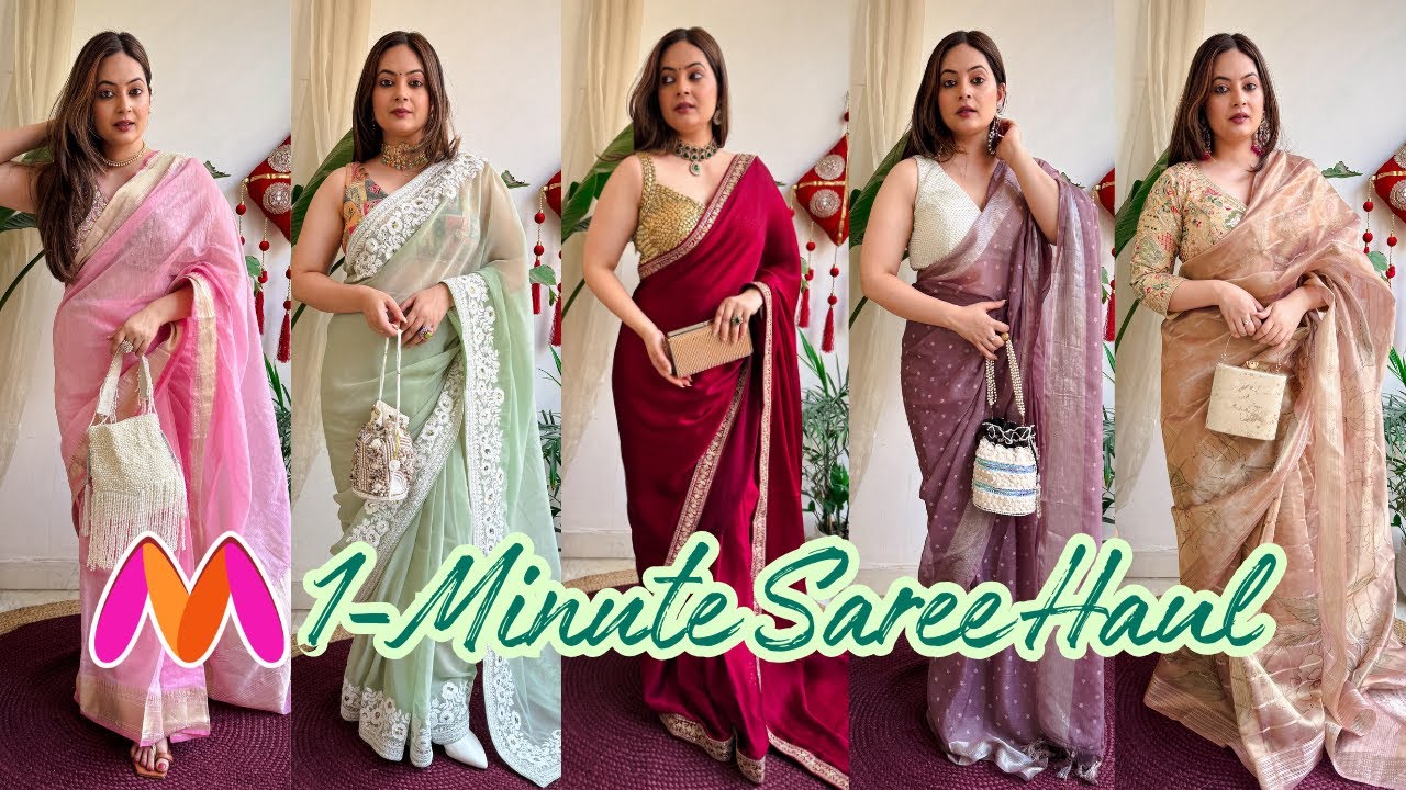 1-Minute Ready-to-Wear Saree Haul from Myntra | Pre Draped Partywear Sarees | Mahima Giri