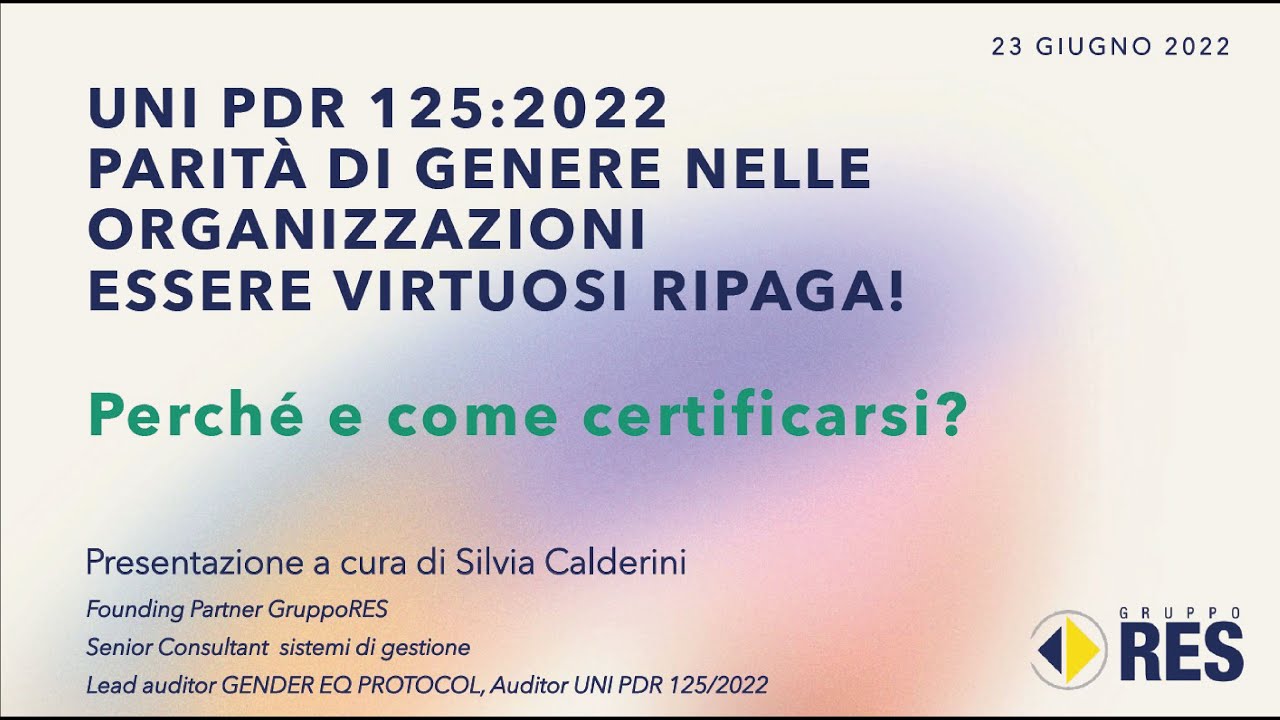Certificazione della parità di genere - webinar