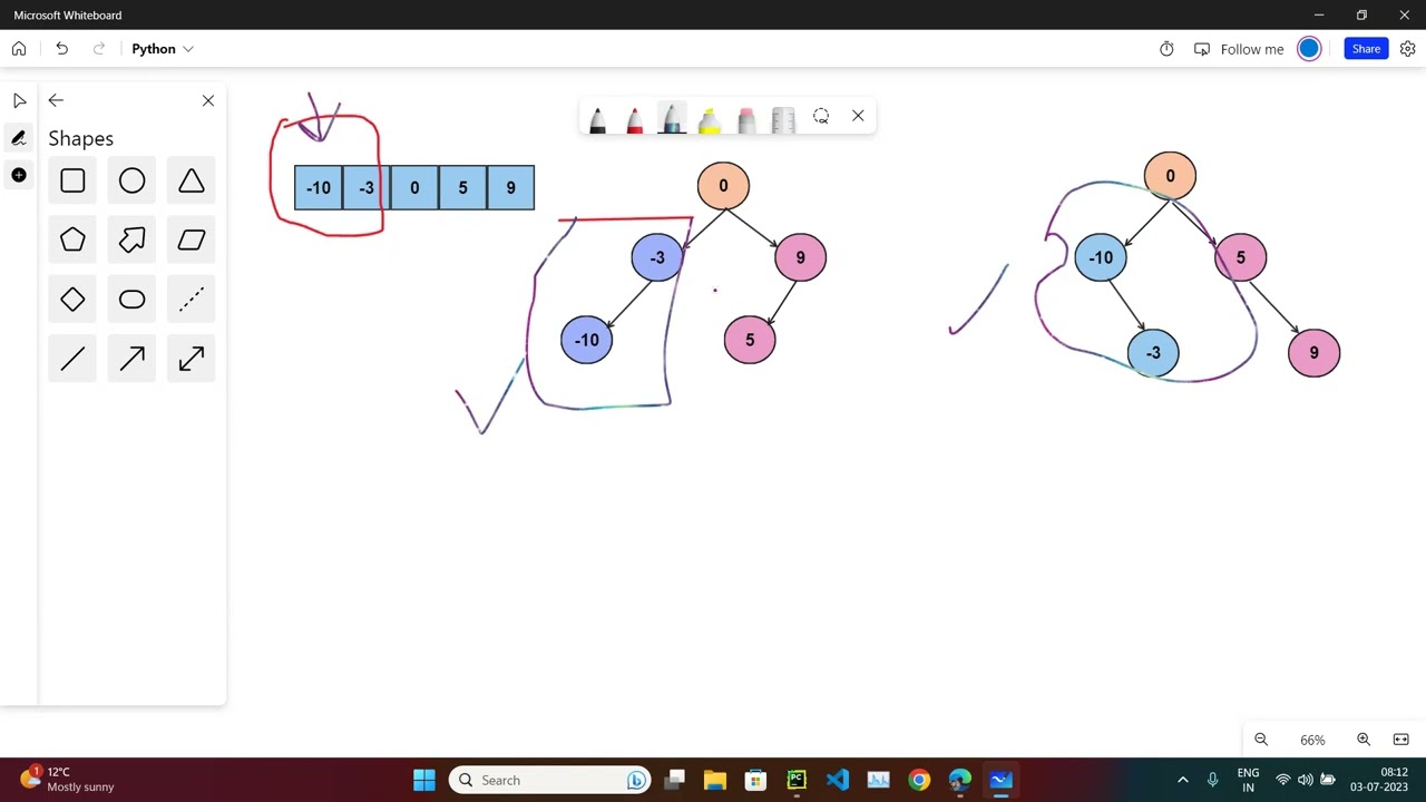 Leetcode #108. Преобразование отсортированного массива в бинарное дерево поиска (Python)