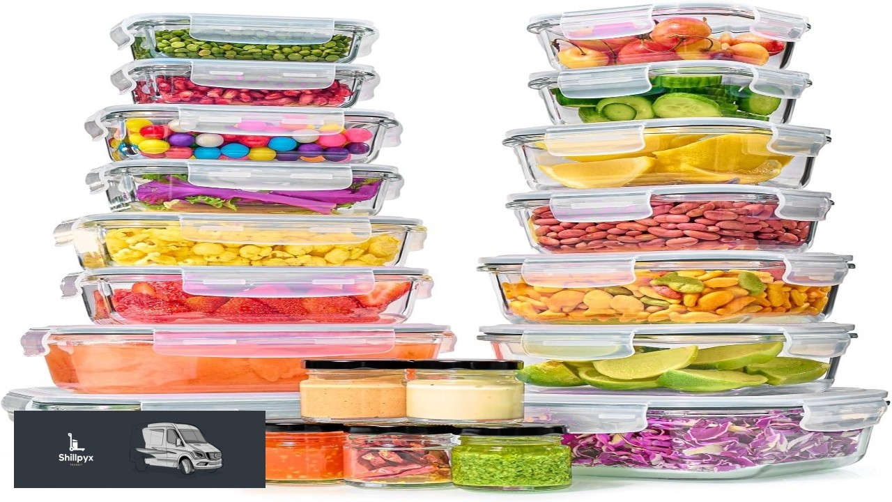 40pc Set Glass Food Storage Containers & Bowls with Airtight Lids