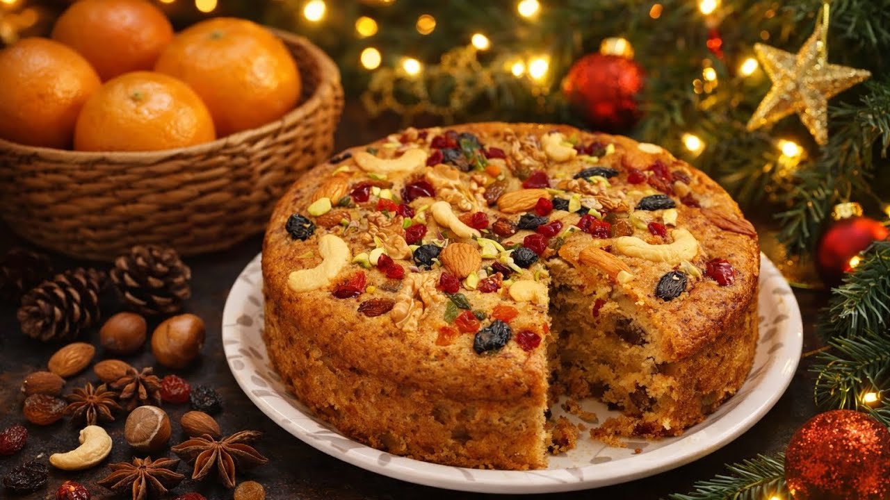 Super Moist Non-Alcoholic Plum Cake Recipe!🎄 Christmas Fruit Cake Step-by-Step ❤ | No Egg, No Oven ✨