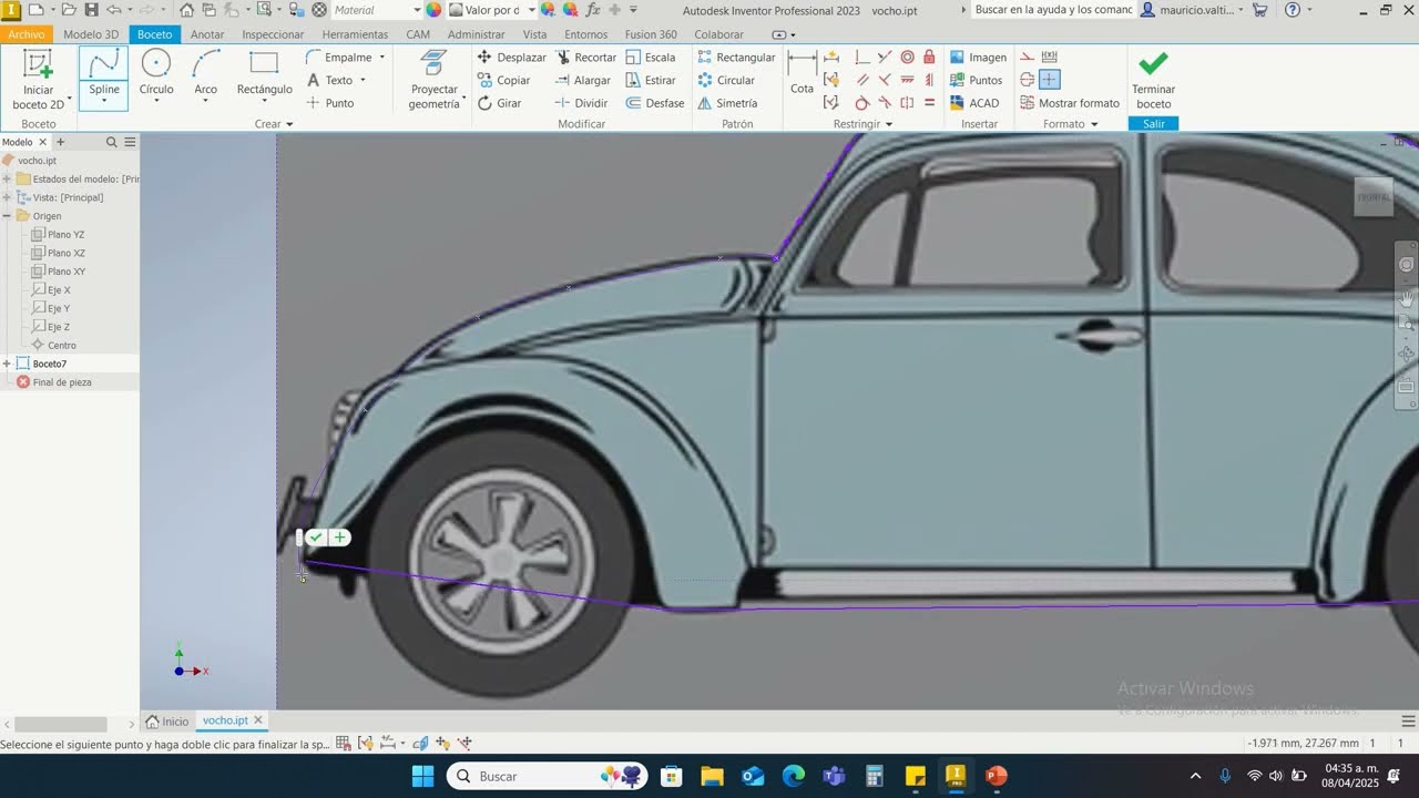 auto en inventor- molde vaciado