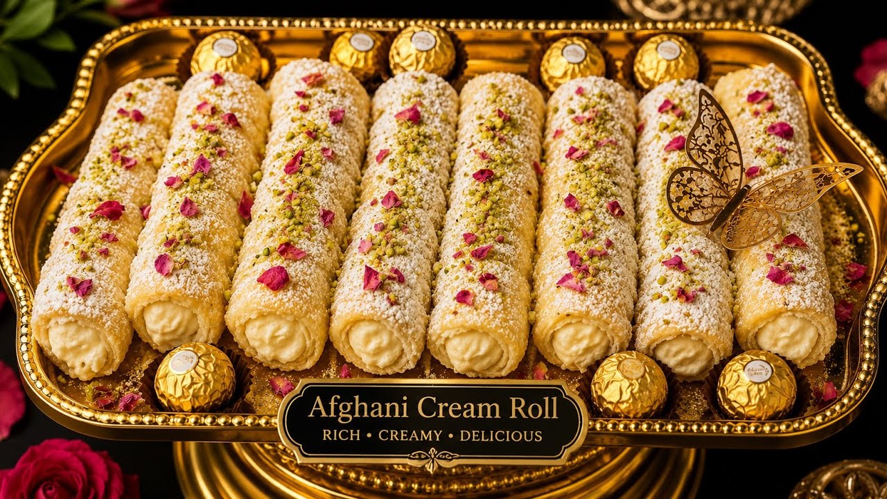 Cream Roll Afghani with Homemade Easy puff pastry كريم رول افغانى با خمير هزار لا آسان خانگى