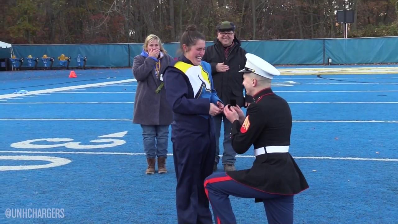 New Haven Marching Band senior Brianna Hill surprised by Marine's homecoming proposal