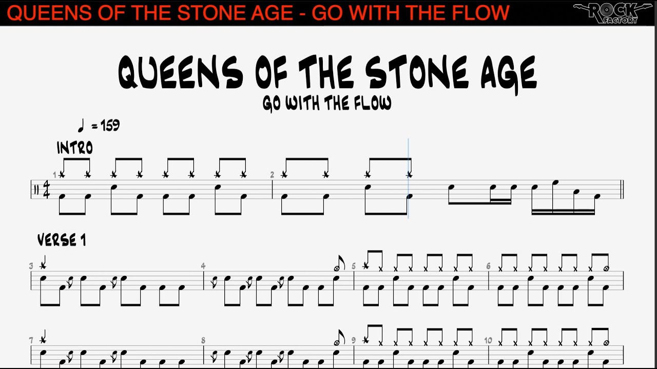 QUEENS OF THE STONE AGE - Go with the flow [DRUMLESS BACKING TRACK + SCORE]