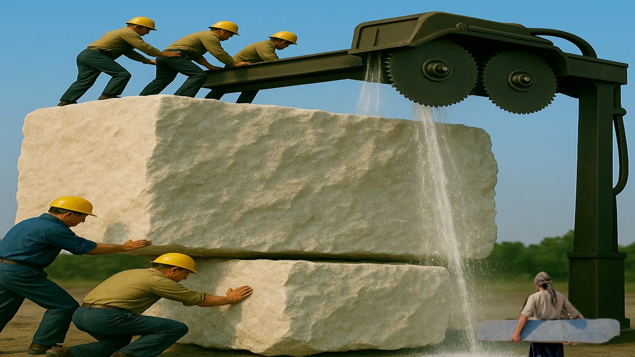 Amazing process of Huge Stons Cutting Marble In The Factory 