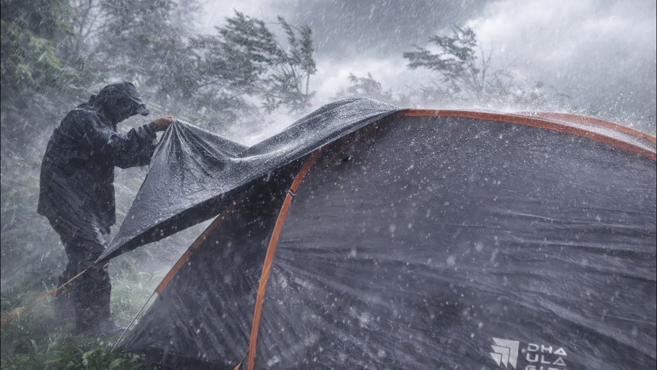 A sudden storm hit my tent || Heavy rain, merciless wind while camping
