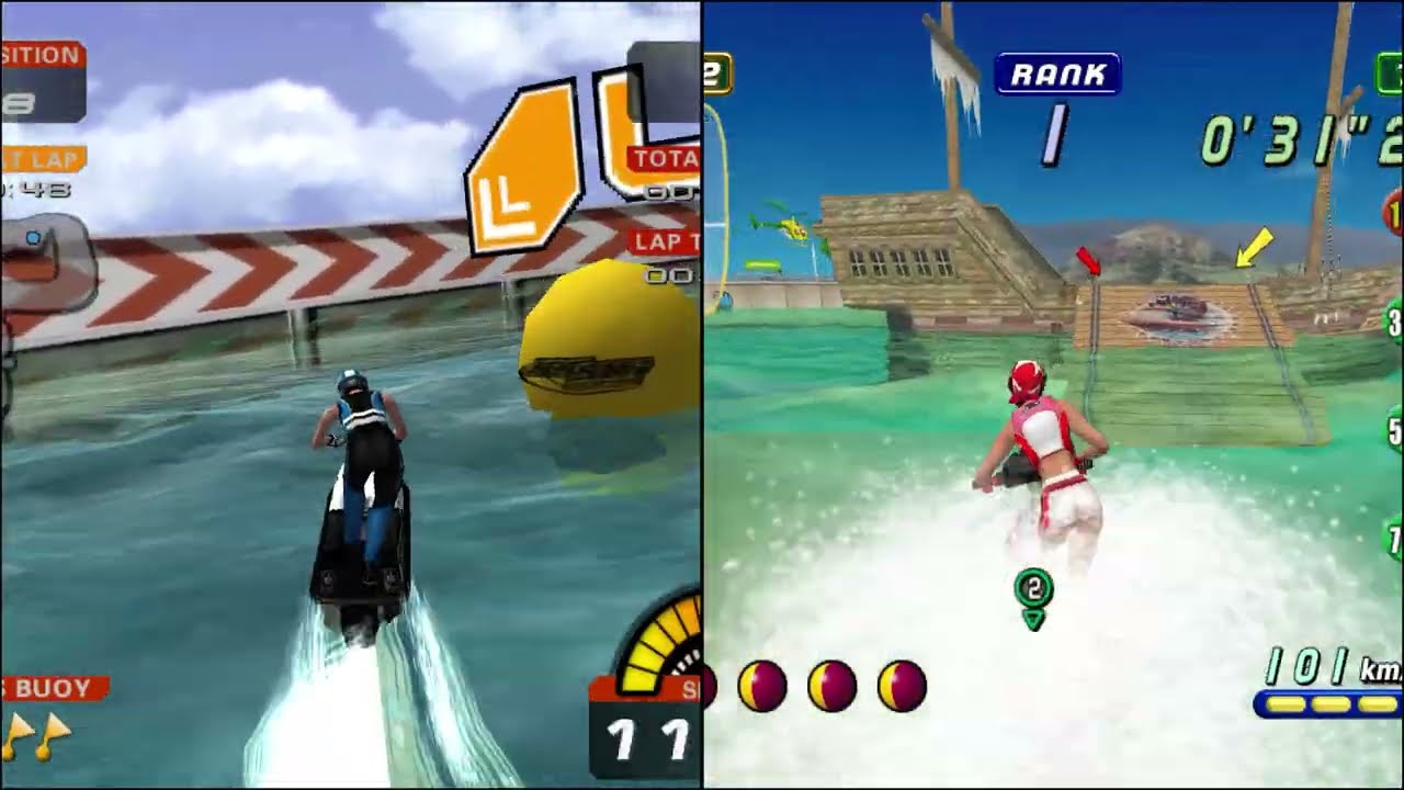 Wave Race Blue Storm (GameCube) vs JetSki Riders (PlayStation 2) | Side by Side Graphics Comparison