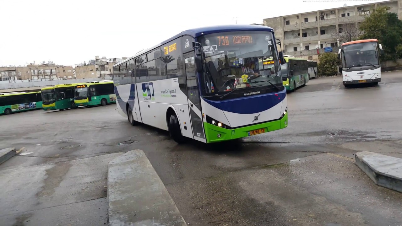 Mercedes Benz Oc500 of Egged Cooperative and Volvo B8R of Kavim at CBS in Netanya
