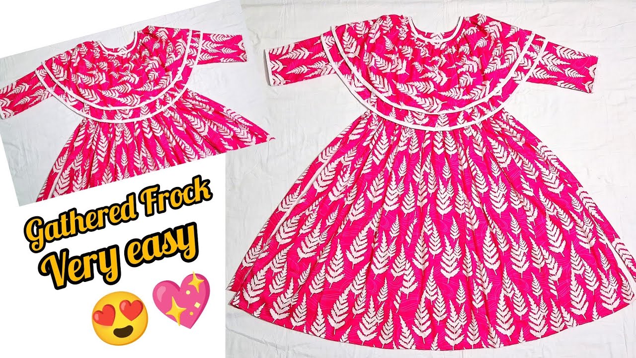 Latest Double Frill Gathered Frock Cutting & Stitching | Girls Dress 12–13 Years✂️🧵😍