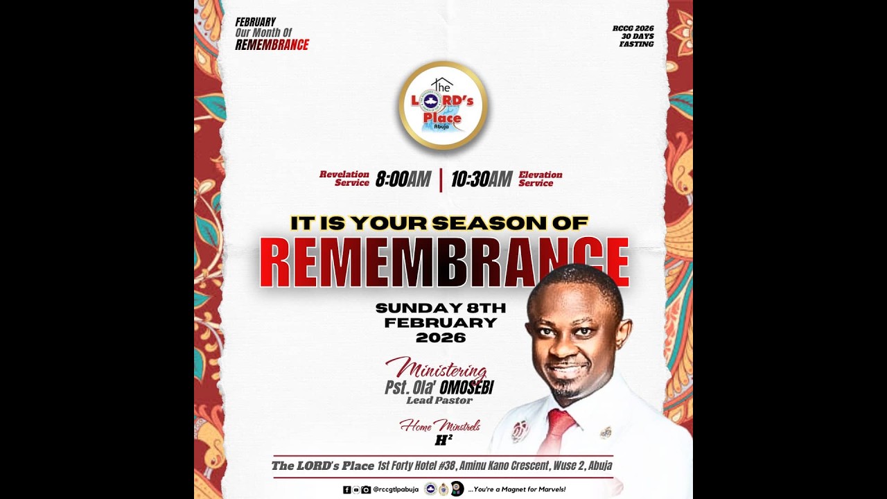 RCCG The Lord's Place - Revelation Service. Sun. 8th Feb. 2026