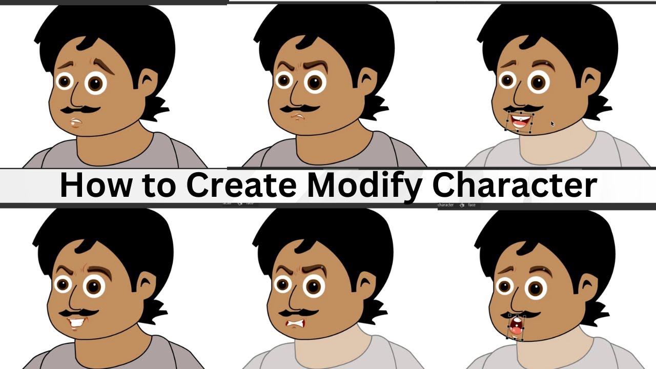 How To Create Smile Sad Angry Laugh on face in Adobe Animate CC - Face Emotions Expression Animation