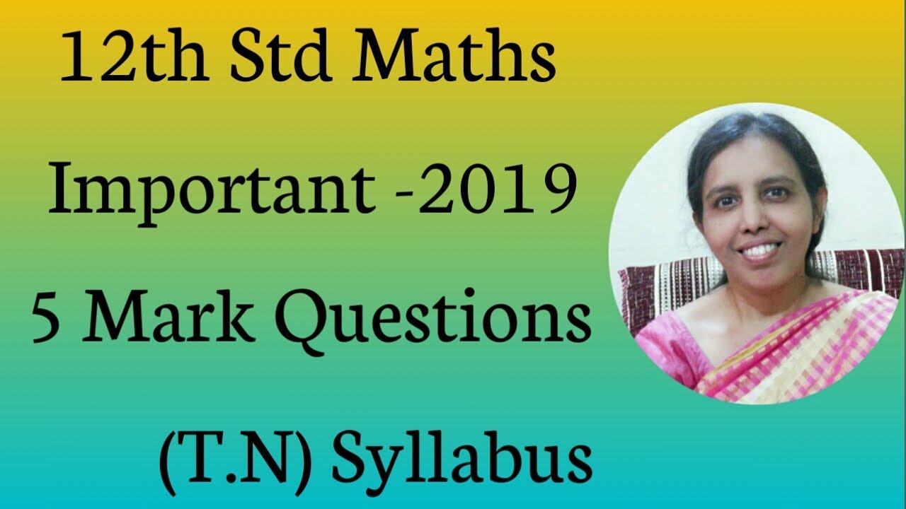 12th std maths in tamil Important 5 marks Questions (Part-1)