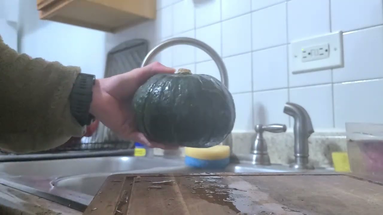 The easiest way to cut open a kabocha squash 