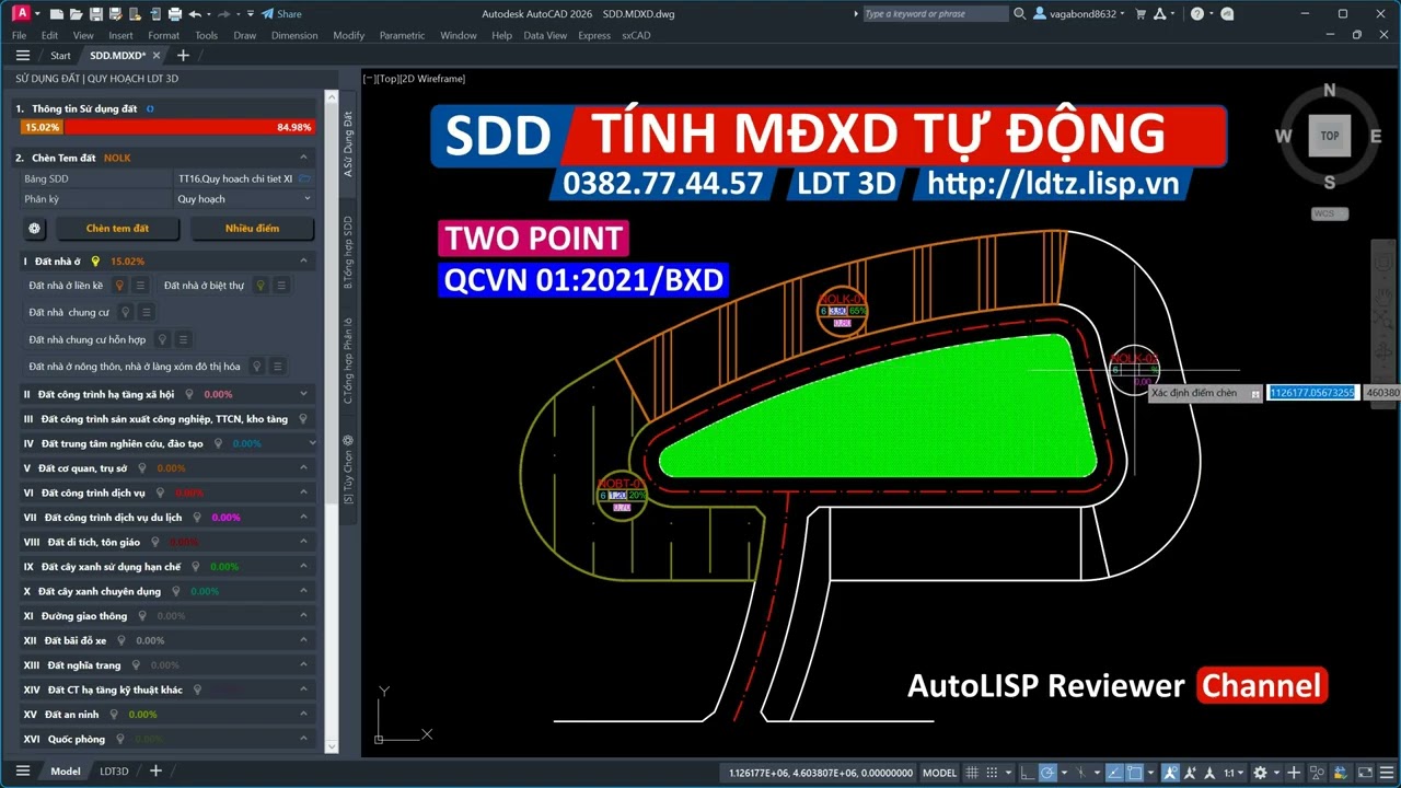 Tính toán Mật độ xây dựng tự động trong Quy hoạch LDT | SDD MDXD | AutoLISP Reviewer