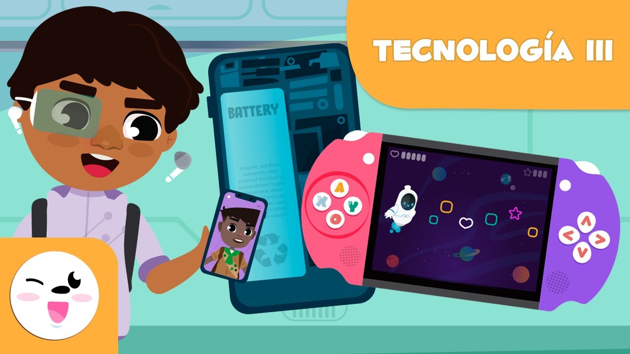 Tecnología: Episodio 3 - Vocabulario para niños - Tablet, móvil, videoconsola, cargador, batería
