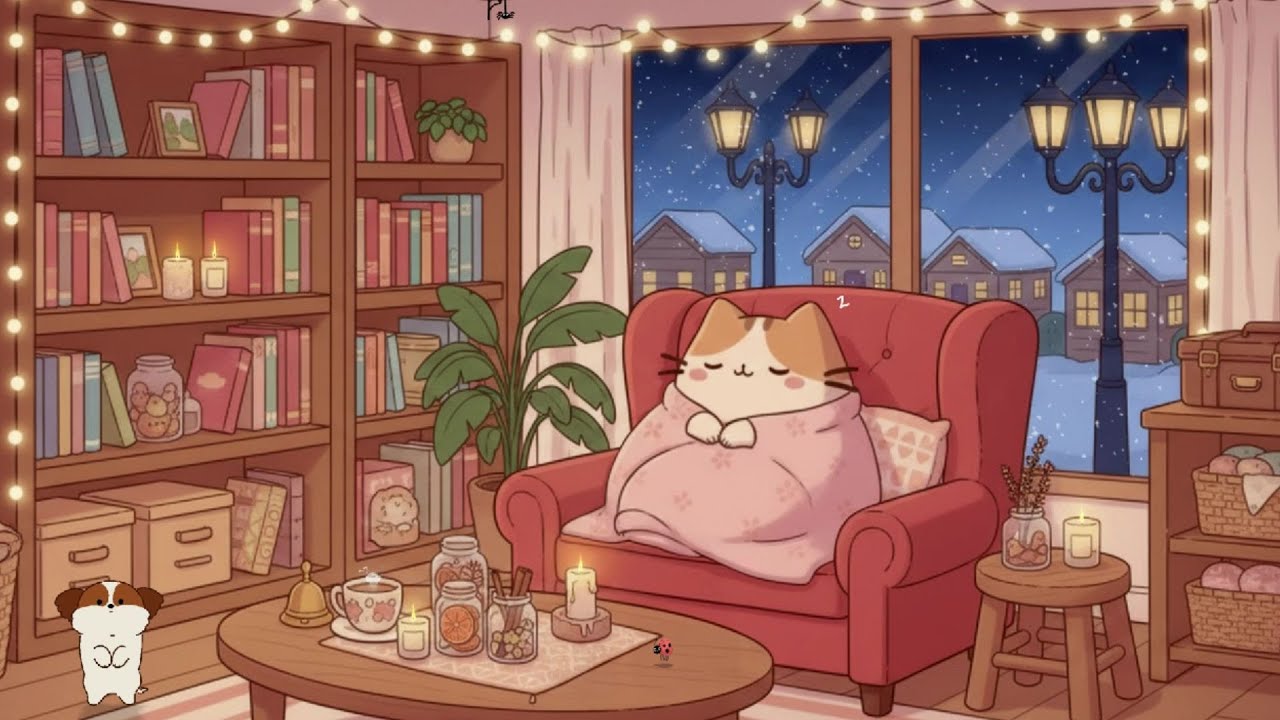 Soft Winter Nights with Fami Cat's 🌨️ Calm Lofi for Relax 🕯️ Lofi Mix for Sleeping