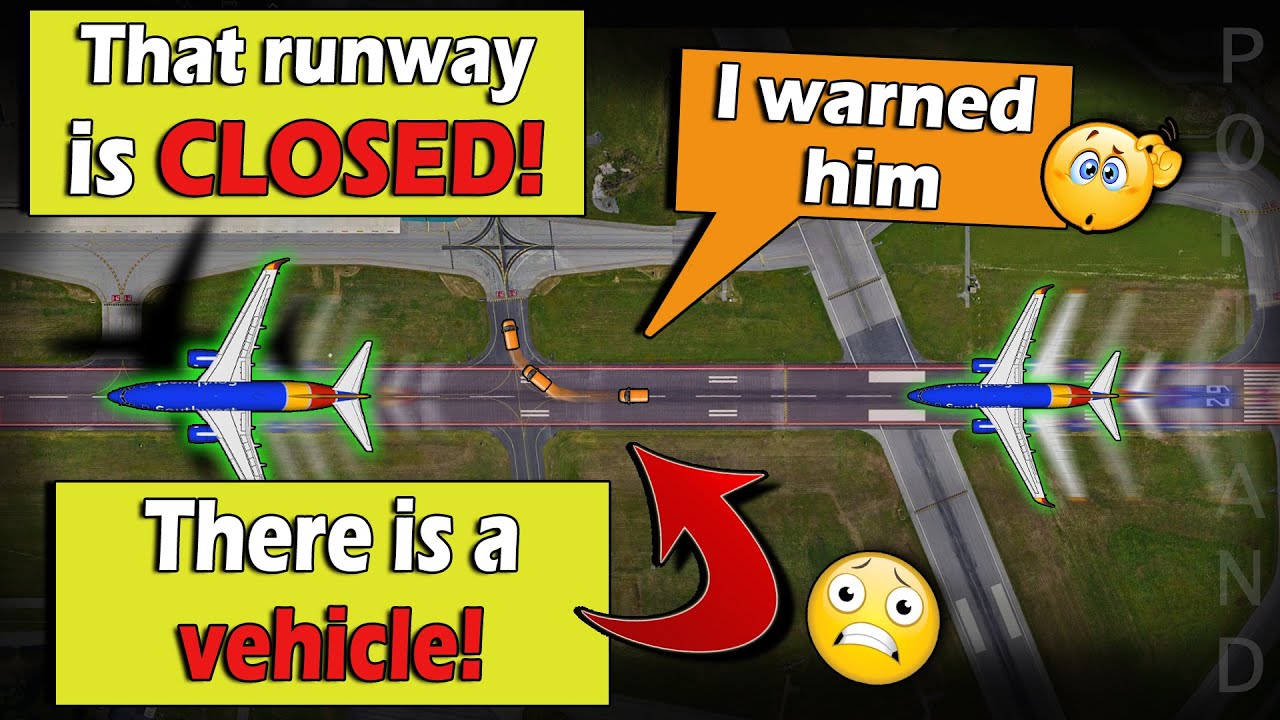 Southwest TAKEOFF ON CLOSED RUNWAY | Vehicles Have to Run Away!