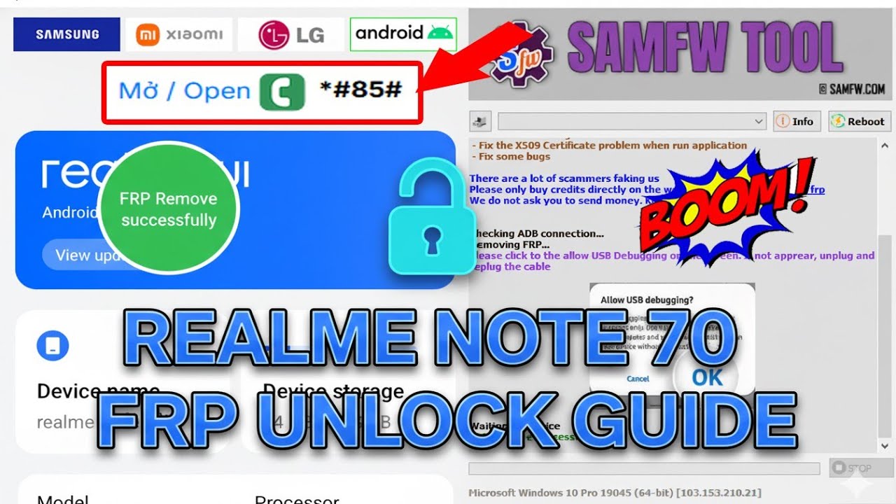 Realme note 70 frp bypass।৷ realme note 70/Unisoc t7250/RMX5313/samfw tool