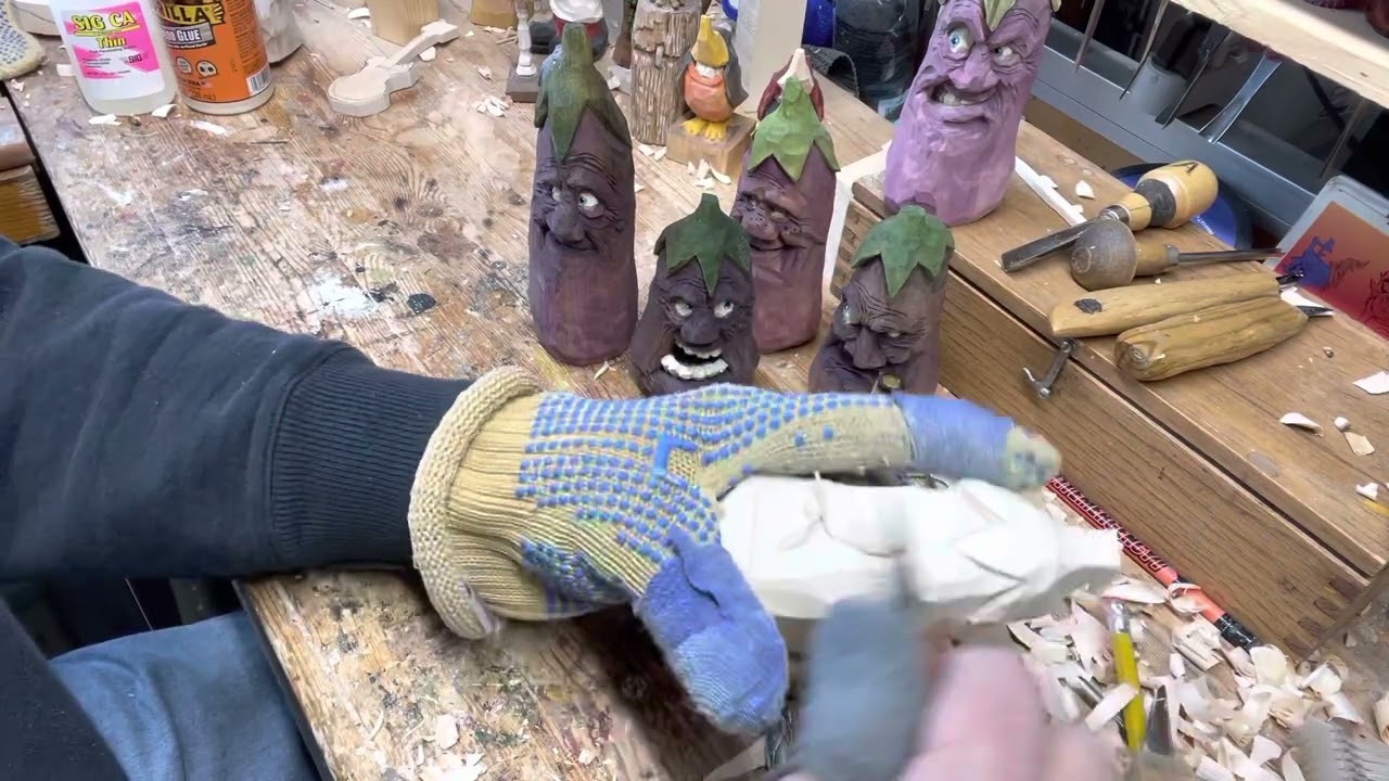 Carving an Eggplant caricature