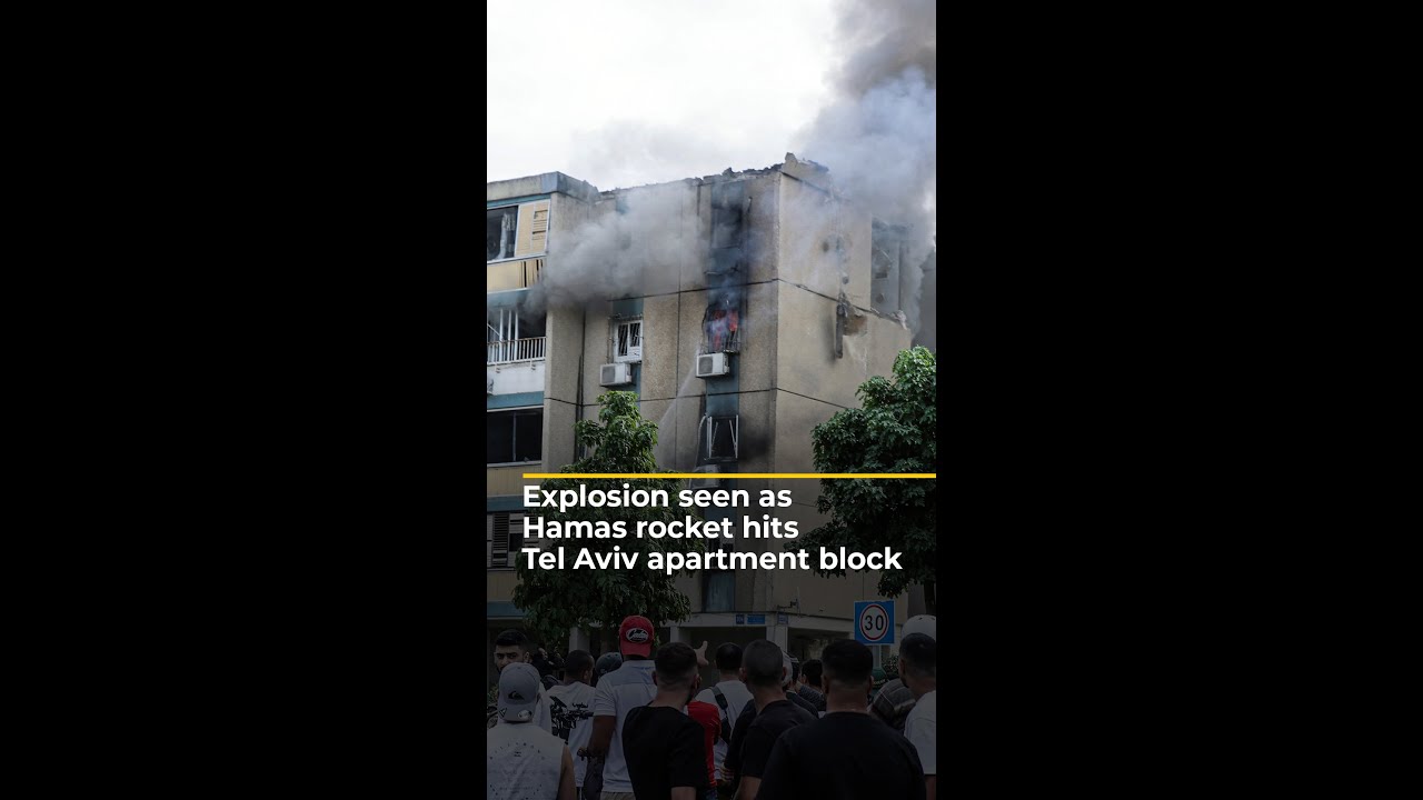 Explosion seen as Hamas rocket hits Tel Aviv apartment block | AJ #shorts