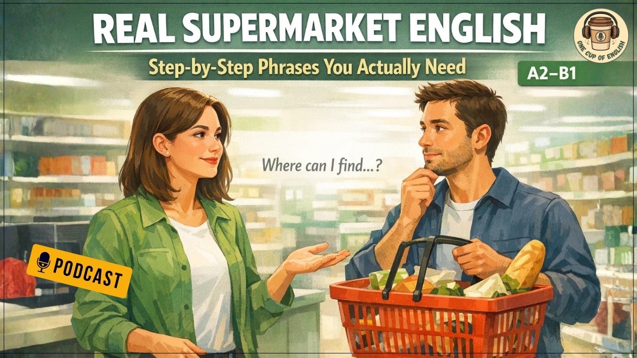 English for Grocery Shopping | Real Life Supermarket Phrases (A2–B1 Beginners)