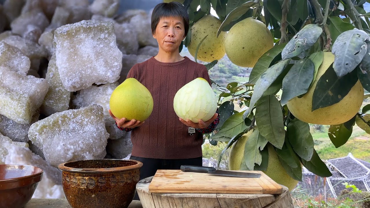 柚子挂满枝，阿嬤摘来做两种柚子糖，一种泡着喝一种当零食！丨pomelo candy【闽湖阿嬤Fujian Grandma】
