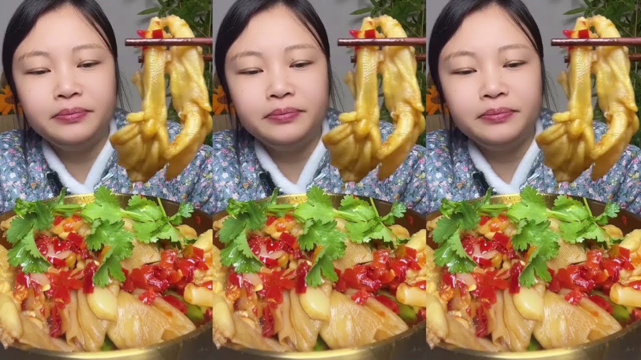Let’s Eat With Jin | Satisfying Eating Boneless Duck Feet (Spicy) & Stir-Fried Bacon