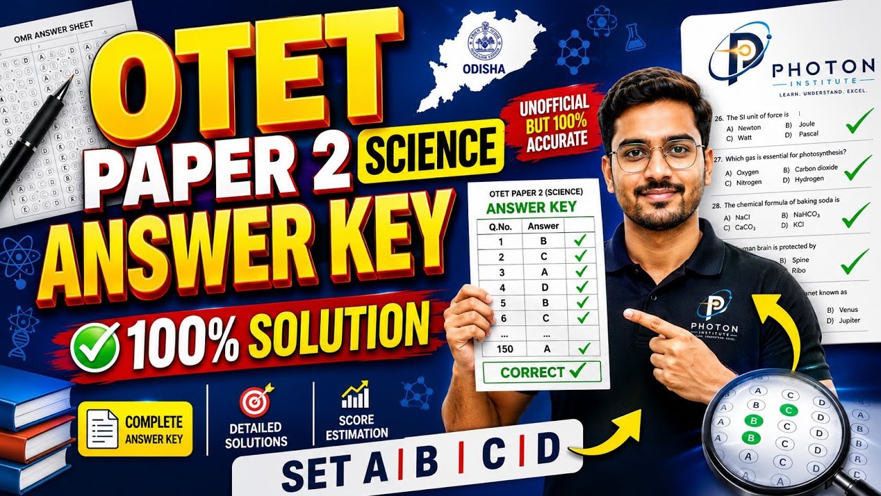 OTET Paper 2 Science Answer Key 2026 ✅ Complete Solution | Set A, B, C, D | Expected Score