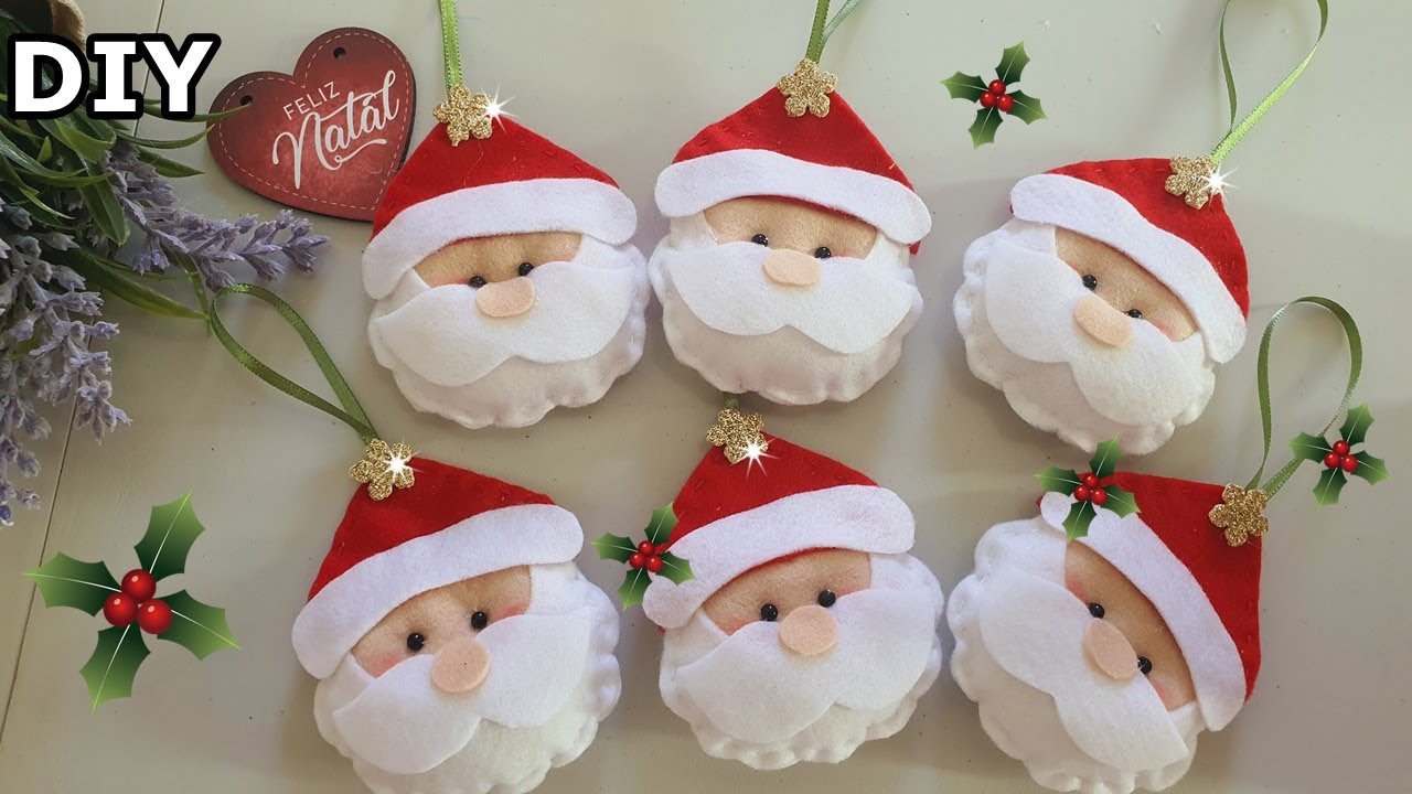 #3º IDEIA BARATA PARA VENDER NO NATAL PA PAI NOEL FACIL DE FAZER SO NO ALINHAVO feltro - Navideña