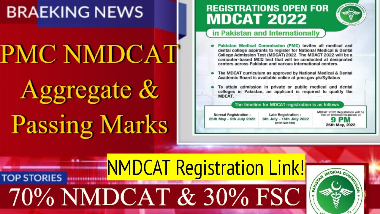 NMDCAT 105 Passing Criteria/PMC Latest News/NMDCAT 2022 Aggregate & Merit Formula/NUMS MDCAT 2022