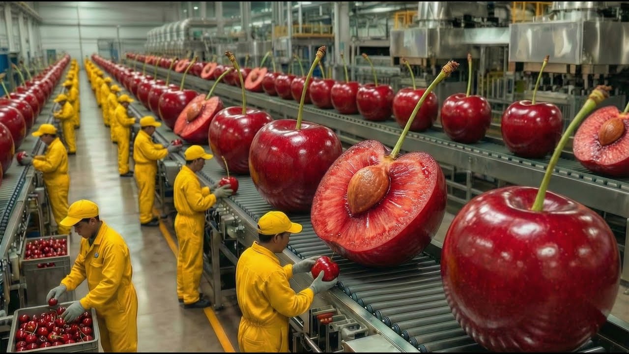 Inside a Cherry Factory: From Orchard to Juice, Dried Cherries & Snacks (Full Process)