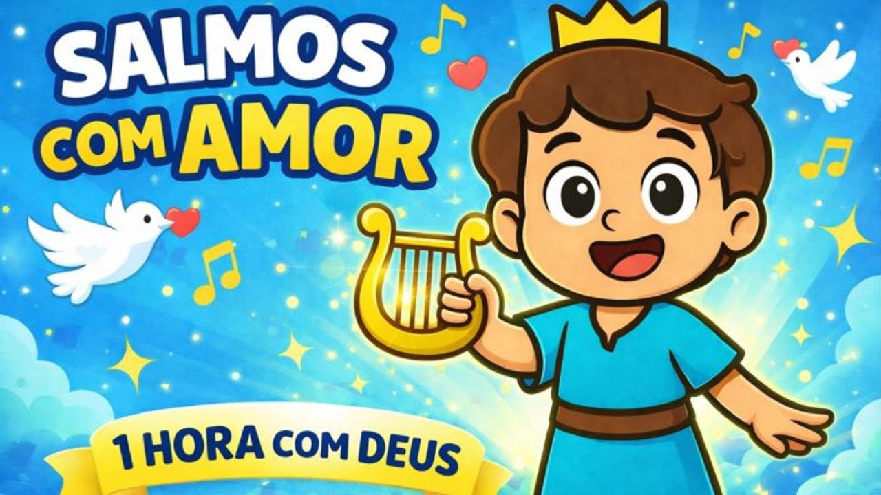 Salmos com Amor 💛 | 1 Hora de Música Infantil Cristã para Crescer com Fé e Alegria
