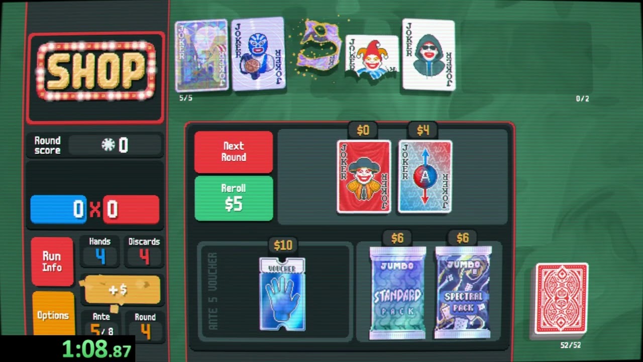 Balatro Speedrun - Red deck white stake with skips in 2m16s - [Seeded]