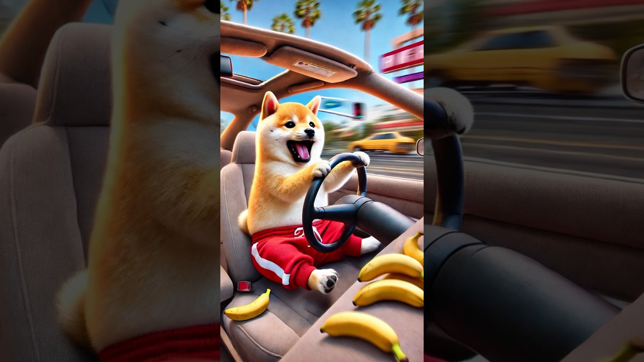 Baby Shiba's wild revenge ride 🚗 #ai #cute #dog #funnyvideo