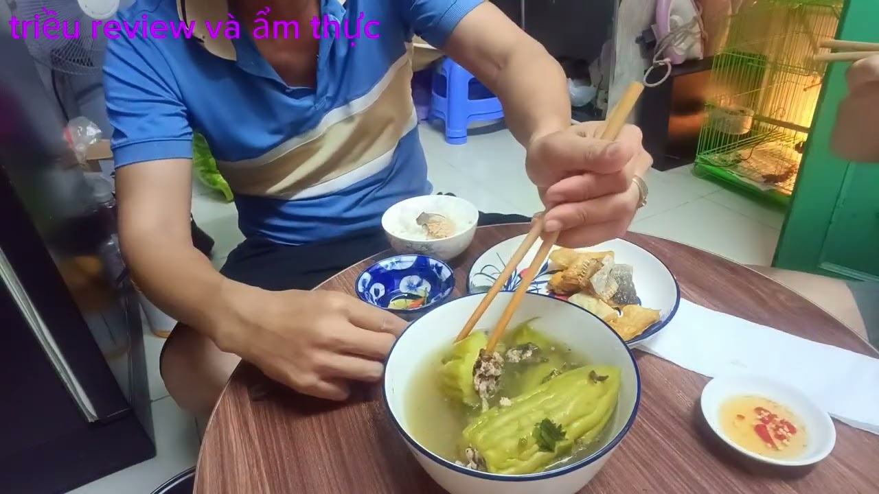 Buổi cơm sáng khổ Qua nhồi thịt khô cá dứa chiên mặn em mời cả nhà ăn nha #amthuc