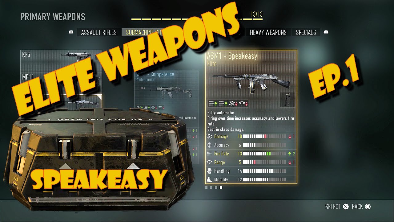 ELITE Weapons ASM1 ( Speakeasy ) Weapons Overview Ep.1