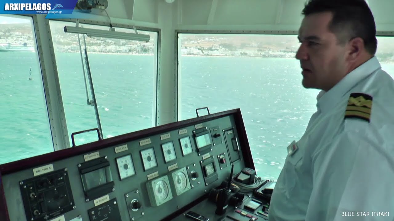 BLUE STAR ITHAKI  (Ro RoPassenger Ship) Maneuvers in the ports from the bridge