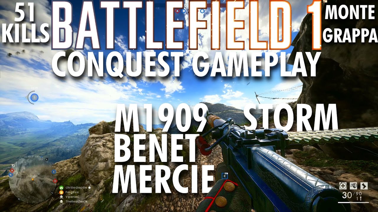 M1909 Benet Mercie Storm Gameplay - Battlefield 1 Conquest No Commentary