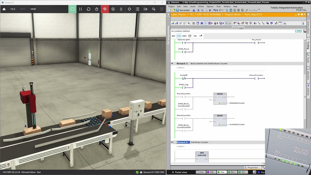 Box labeling project with TIAPortal and Factory IO