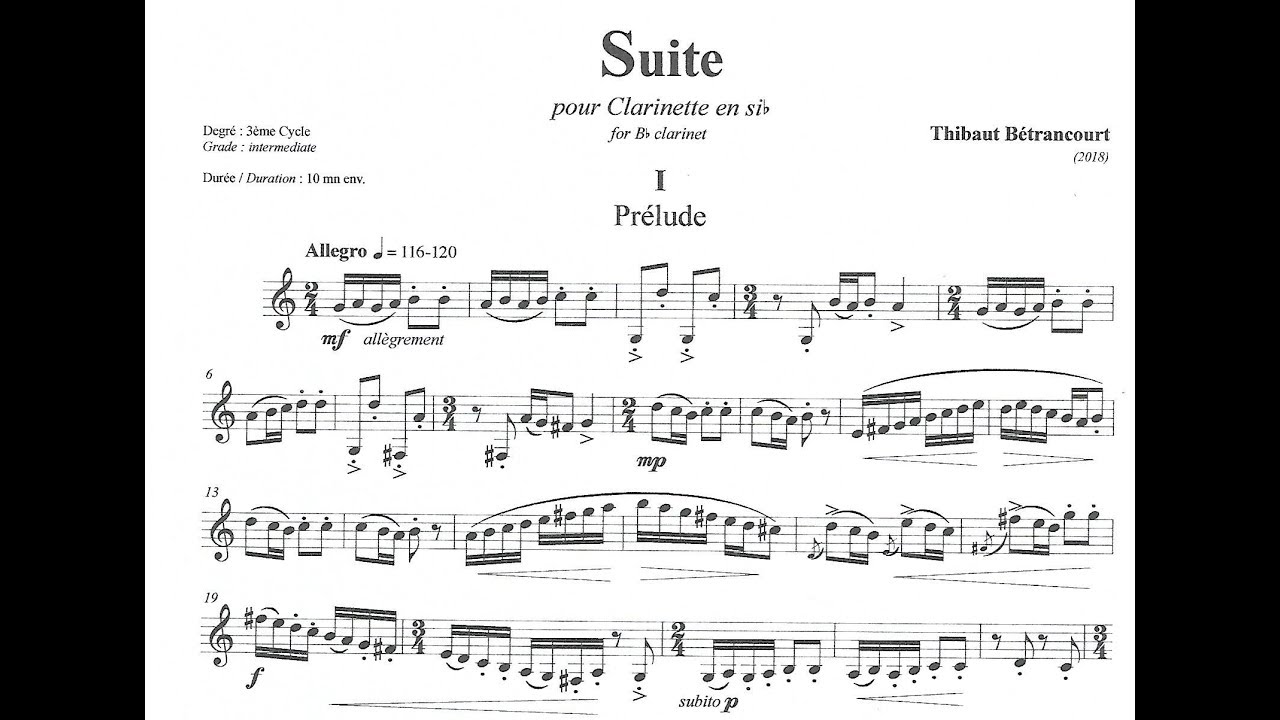 Suite pour clarinette seule - Thibaut Bétrancourt 2018