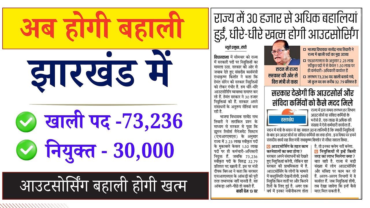 Jharkhand New Vacancy 2026 |  Sarkar Se Manga Gaya Jawab | Jaldi Aayegi Badi Bharti