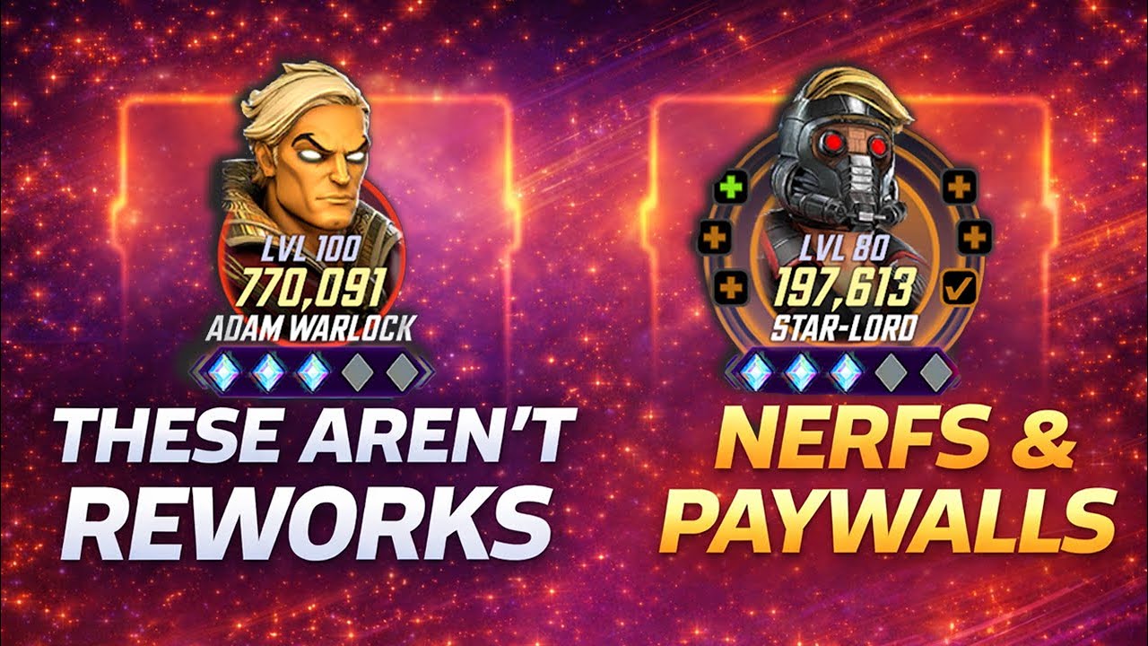 THESE AREN'T REWORKS - NERFS & PAYWALLS TO ADAM WARLOCK & STARLORD - MARVEL Strike Force - MSF