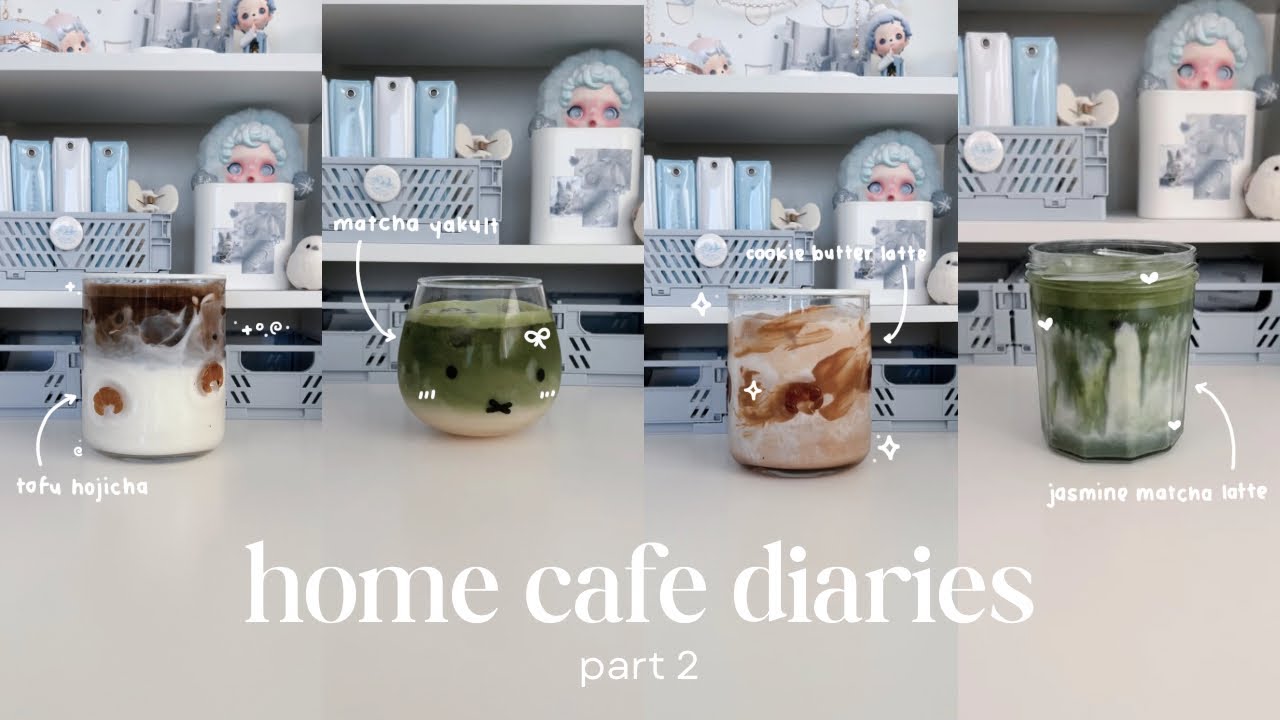 home cafe pt 2 ⋆｡&deg; cookie butter latte, matcha, hojicha, coffee, more cafe quality drinks at home 