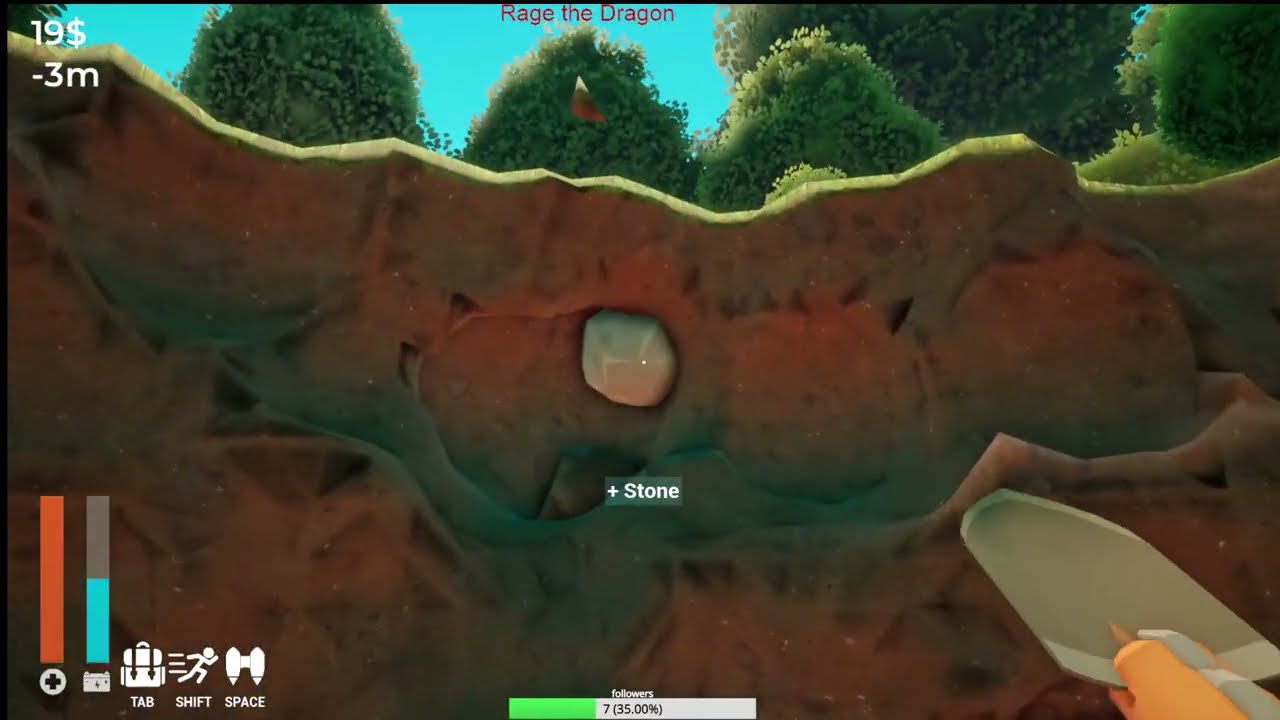 Digging a hole in the ground (video from Twitch)